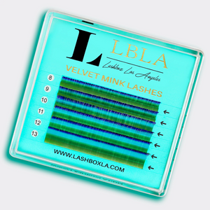 Velvet Mink 0.05mm Mixed Tray Lashes - Green/Blue Tip Ombre