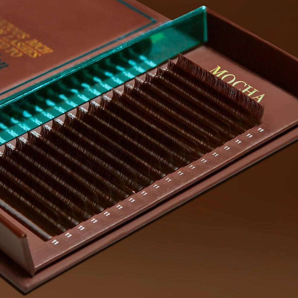 Mocha Brown FAVORITE Cashmere Faux Mink Lashes 0.03mm - Single Lengths (18 Lines Tray)