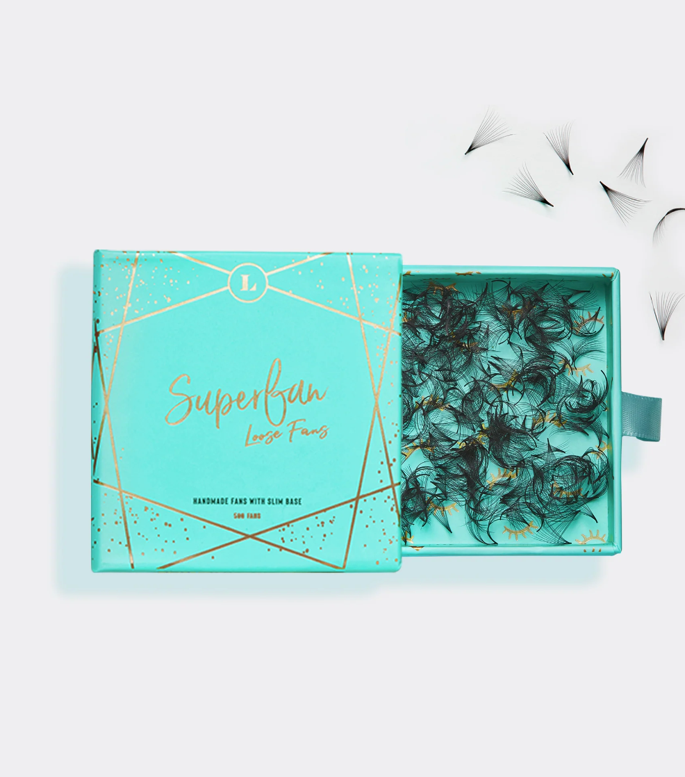 SuperFan Loose Fans Mega Volume Lashes 12D 0.03mm - 500 Pre-Made C+ Curl Fans