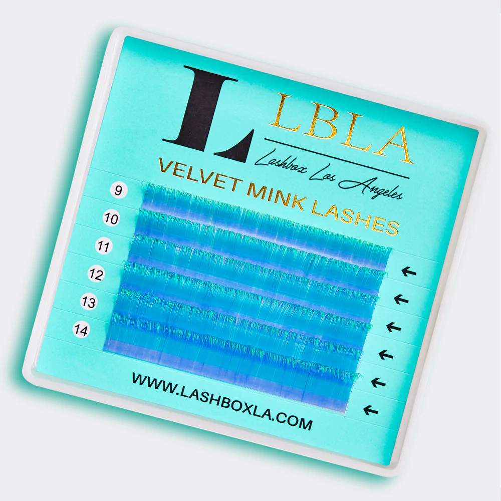 Velvet Mink 0.05mm Mixed Tray Lashes - Blue/Green Tip Ombre