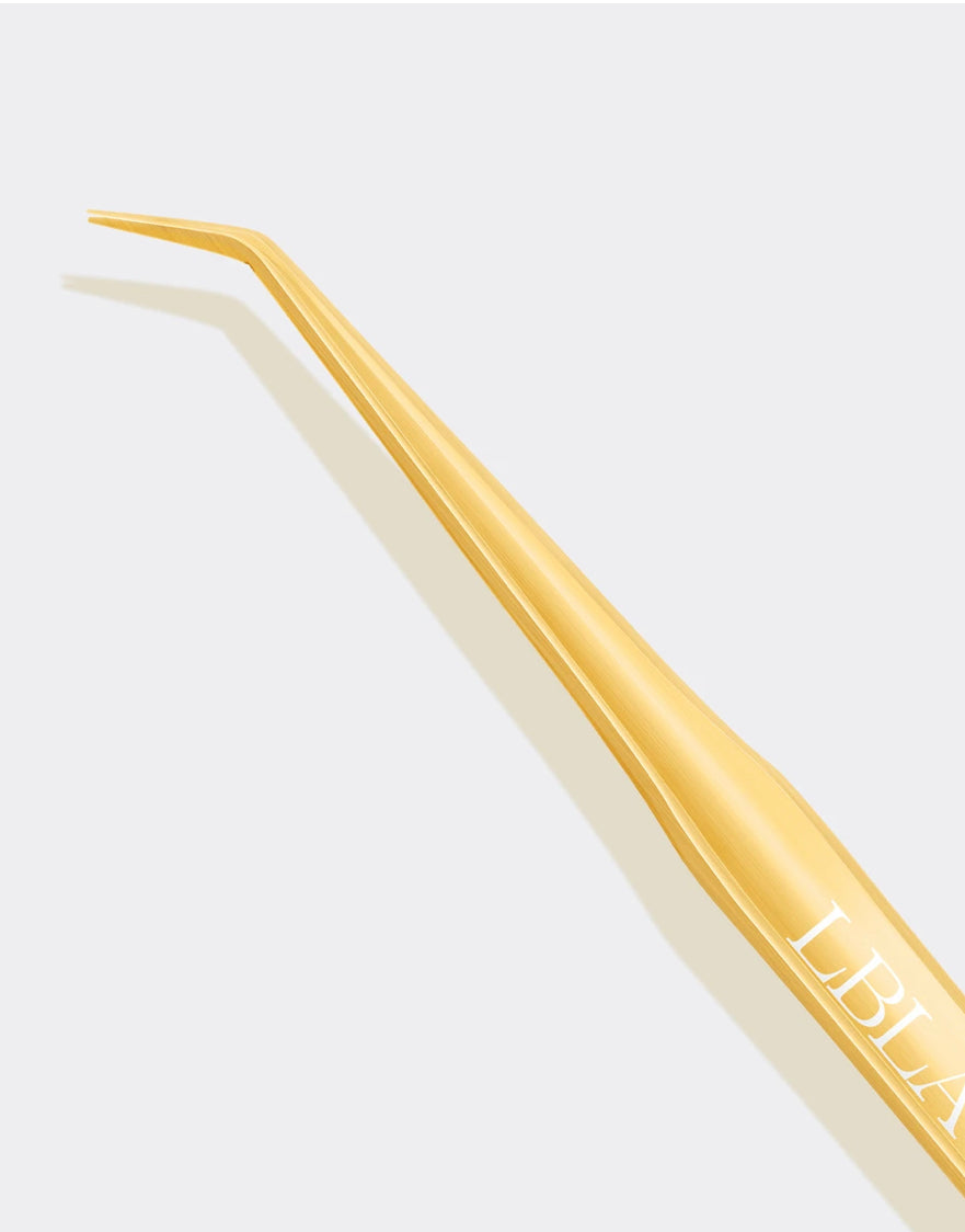 JL Gold Slim Bent Isolation Tweezer - Long