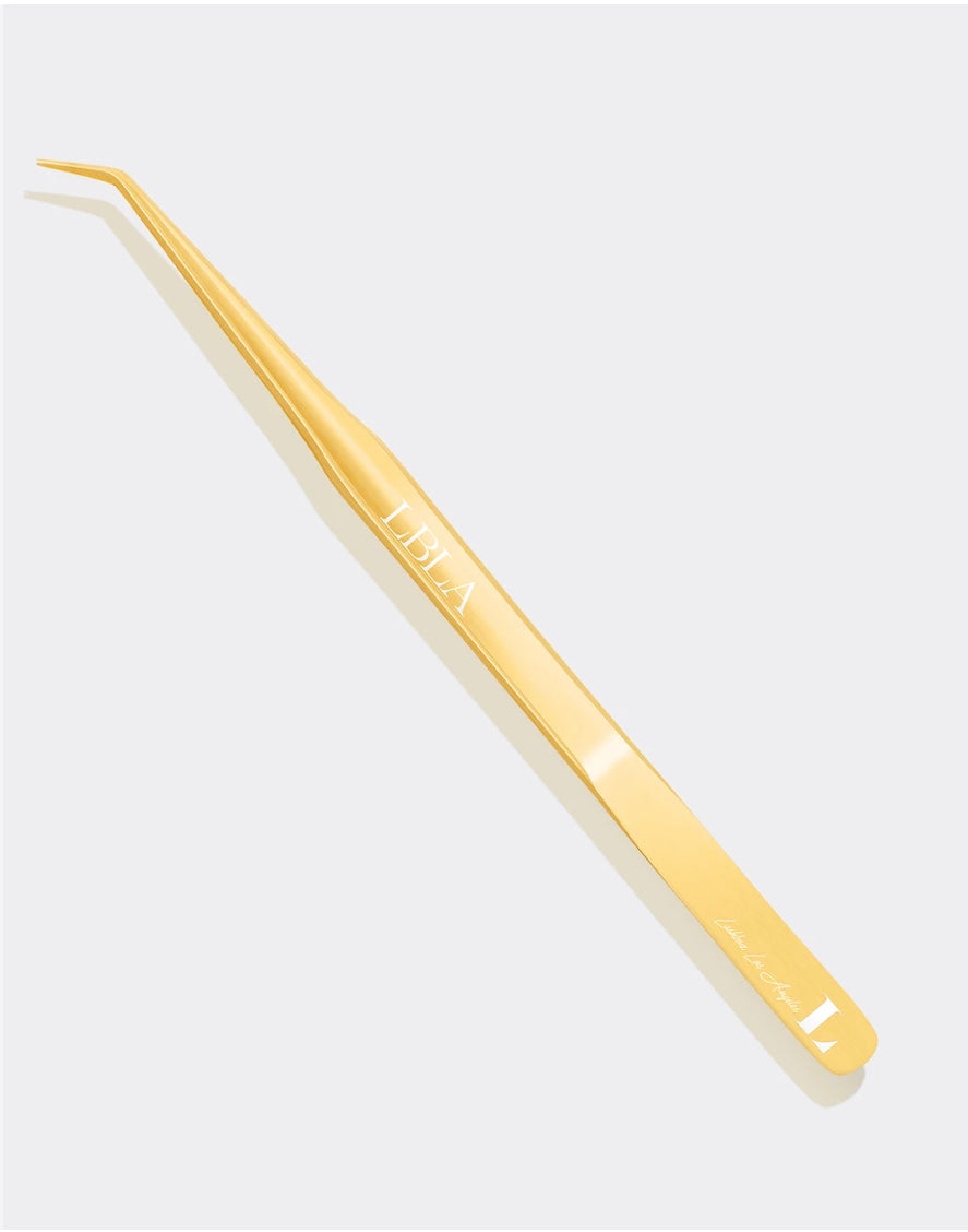 JL Gold Slim Bent Isolation Tweezer - Long